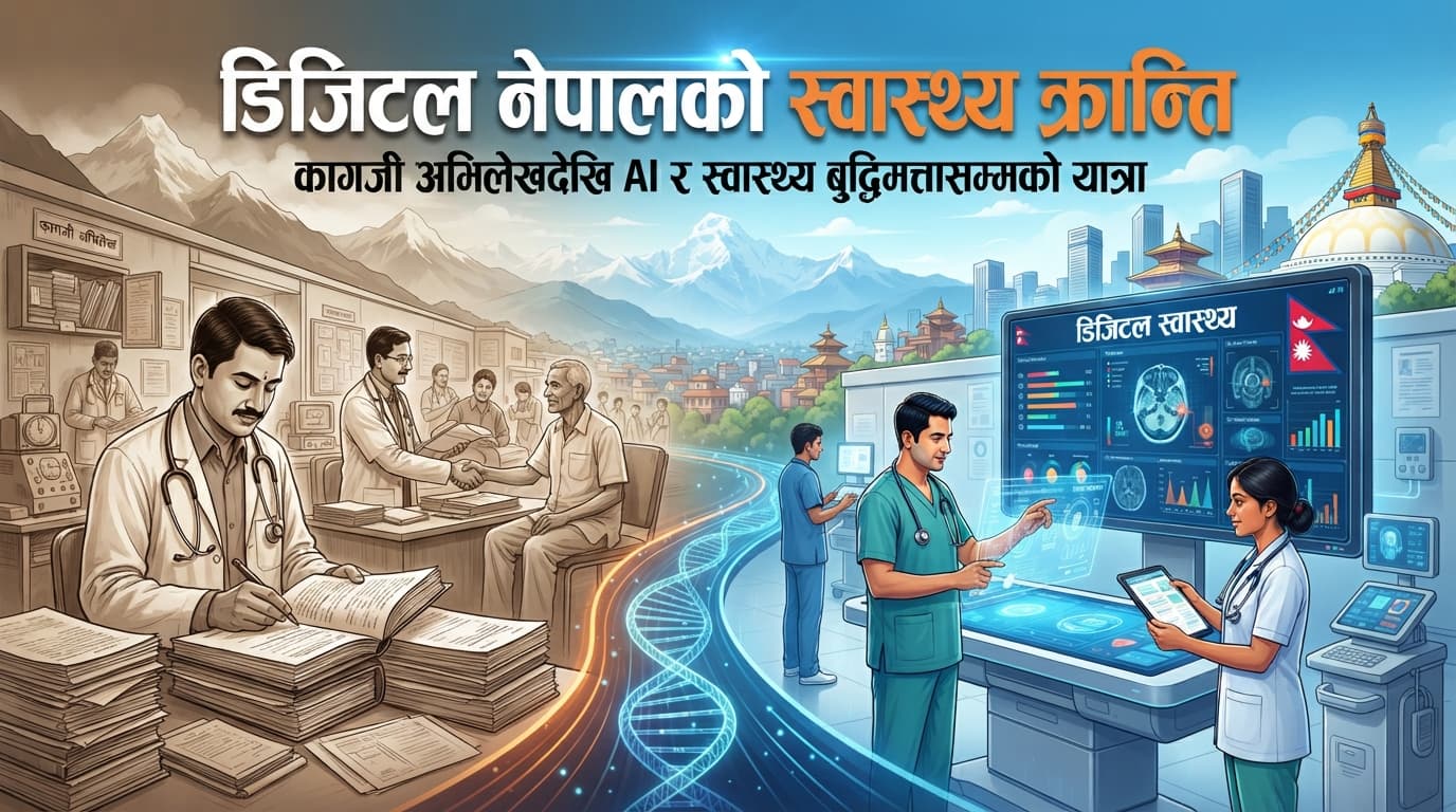 рдбрд┐рдЬрд┐рдЯрд▓ рдиреЗрдкрд╛рд▓рдХреЛ рд╕реНрд╡рд╛рд╕реНрдереНрдп рдХреНрд░рд╛рдиреНрддрд┐: рдХрд╛рдЧрдЬреА рдЕрднрд┐рд▓реЗрдЦрджреЗрдЦрд┐ AI рд░ рд╕реНрд╡рд╛рд╕реНрдереНрдп рдмреБрджреНрдзрд┐рдорддреНрддрд╛рд╕рдореНрдордХреЛ рдпрд╛рддреНрд░рд╛